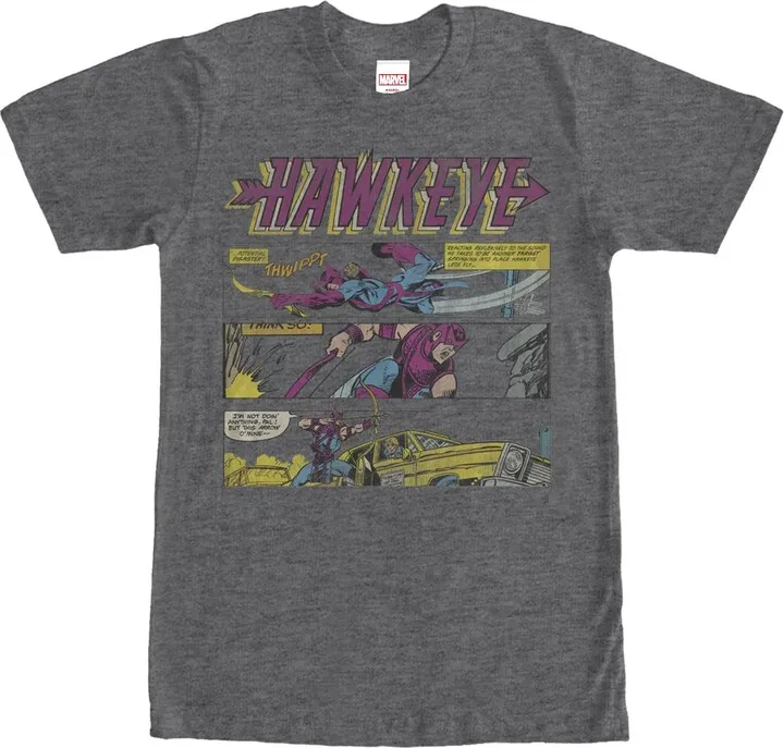 Men's Marvel Hawkeye Comic Book Panels T-Shirt - Charcoal Heather - Medium