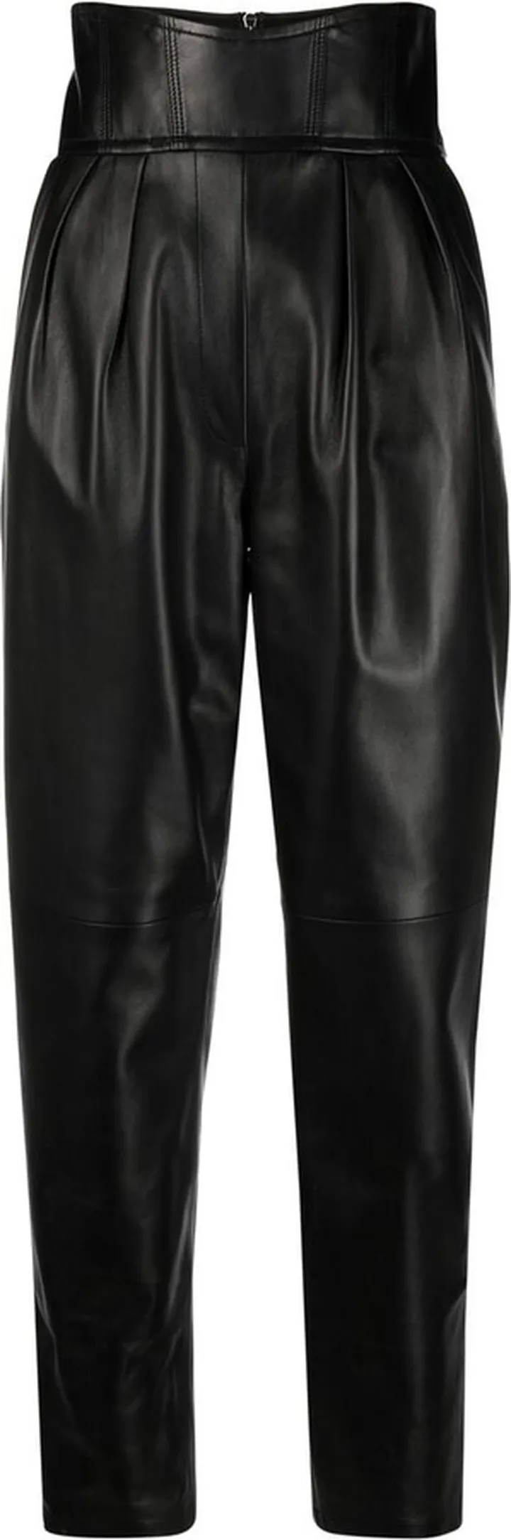 High-Waisted Leather Trousers
