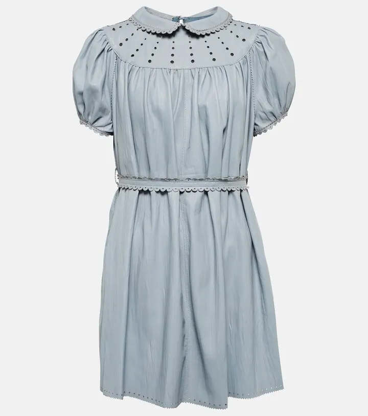 Pleated leather minidress