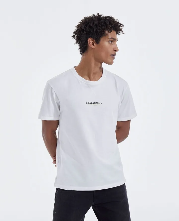 White cotton T-shirt with triple logo
