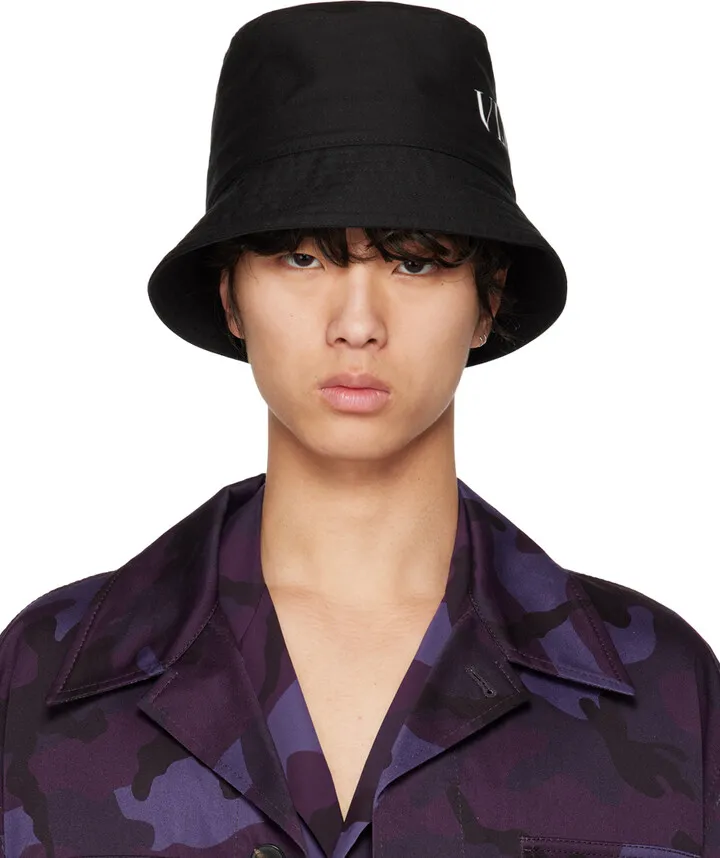 Valentino Garavani Black 'VLTN' Bucket Hat