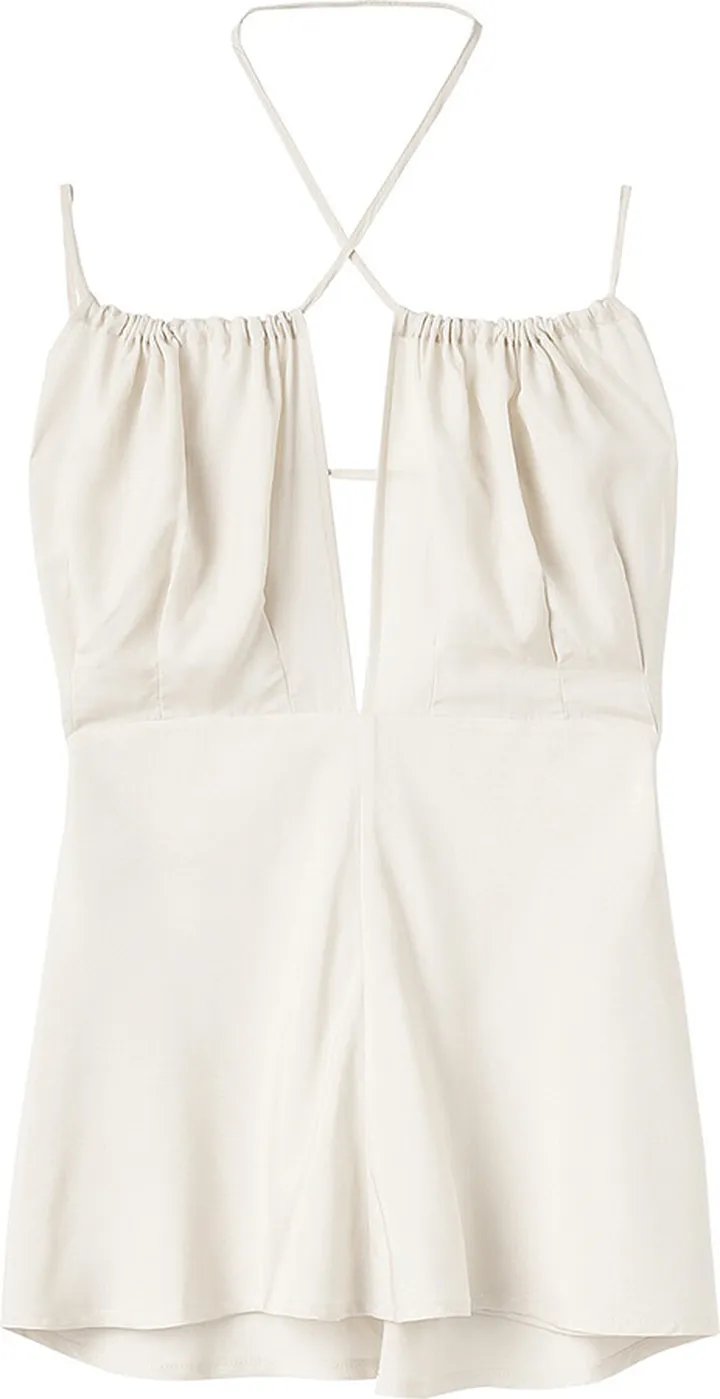 Women's Gathered Silk Halter Top