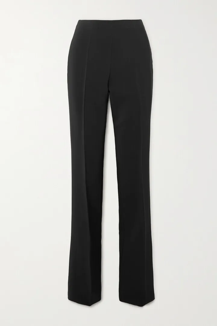 Ferragamo - Pleated Stretch-ponte Straight-leg Pants - Black