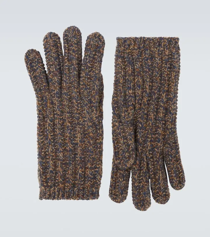 Ribbed-knit cashmere gloves