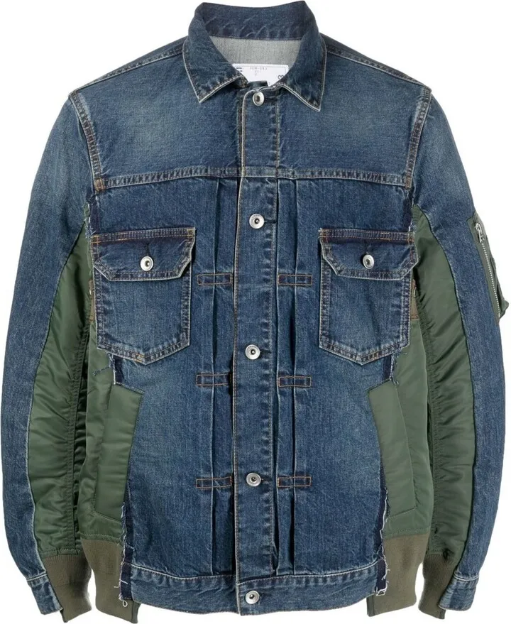Side-Zip Panelled Denim Jacket