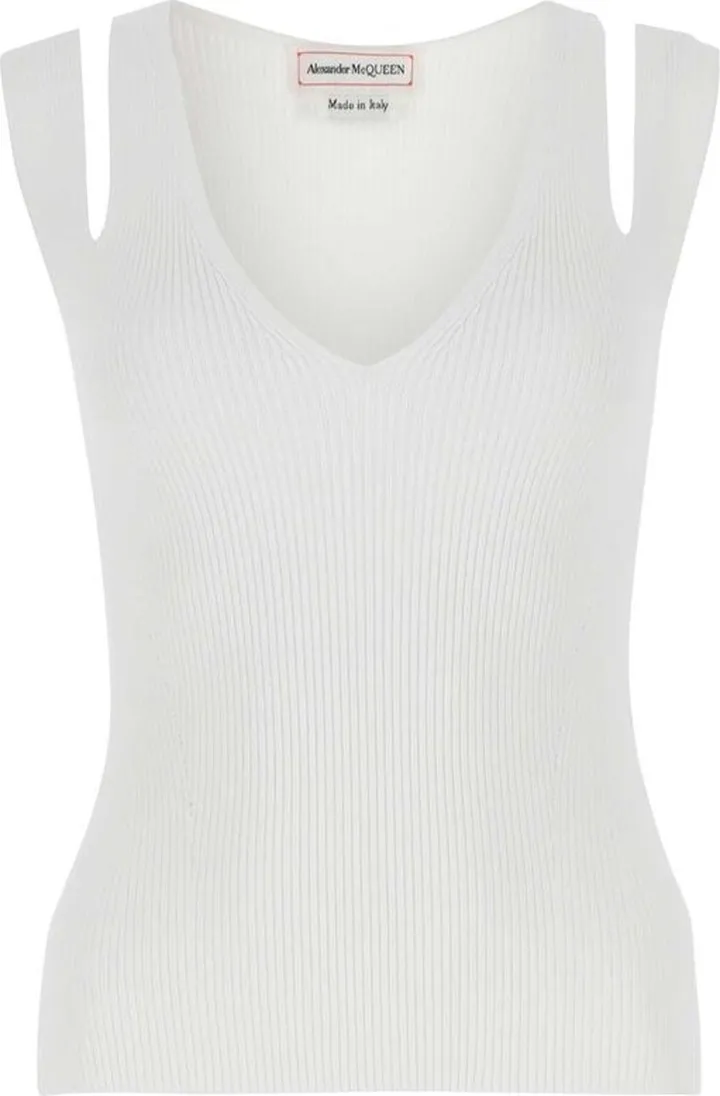 Alexander McQueen V-Neck Cut Out Knitted Top