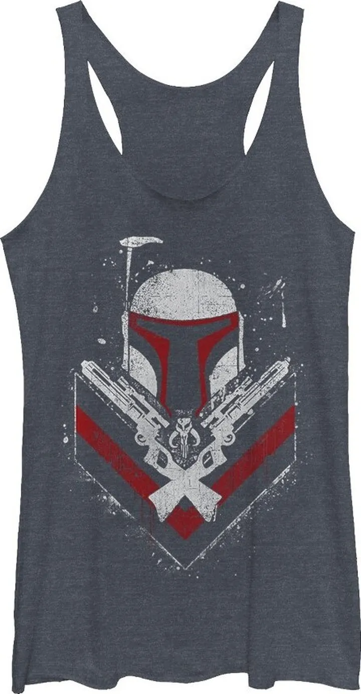 Women's Star Wars Boba Fett No Threats Only Promises Racerback Tank Top - Navy Blue Heather - Small