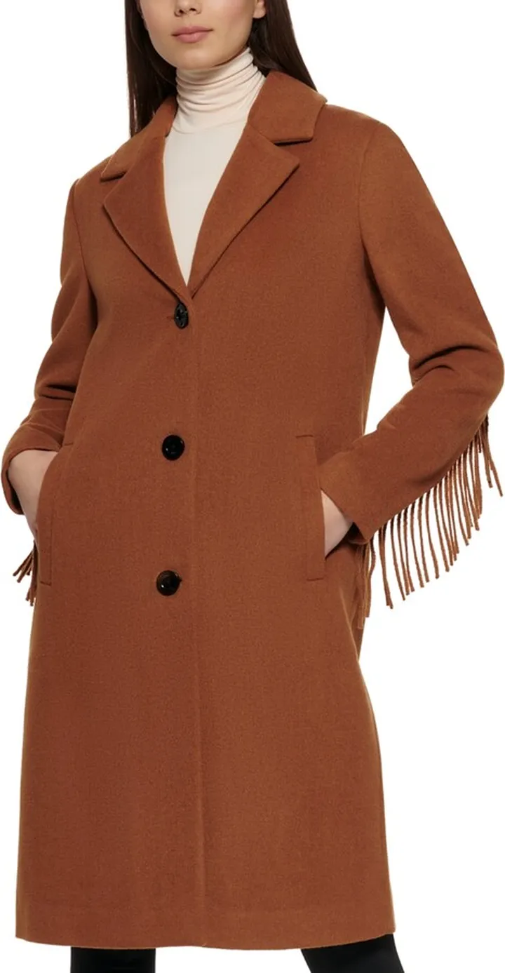 Kenneth Cole Women's Single-Breasted Fringe Walker Coat