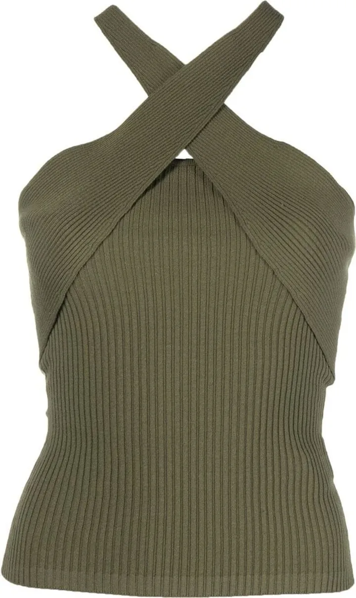 Ribbed-Knit Halterneck Top