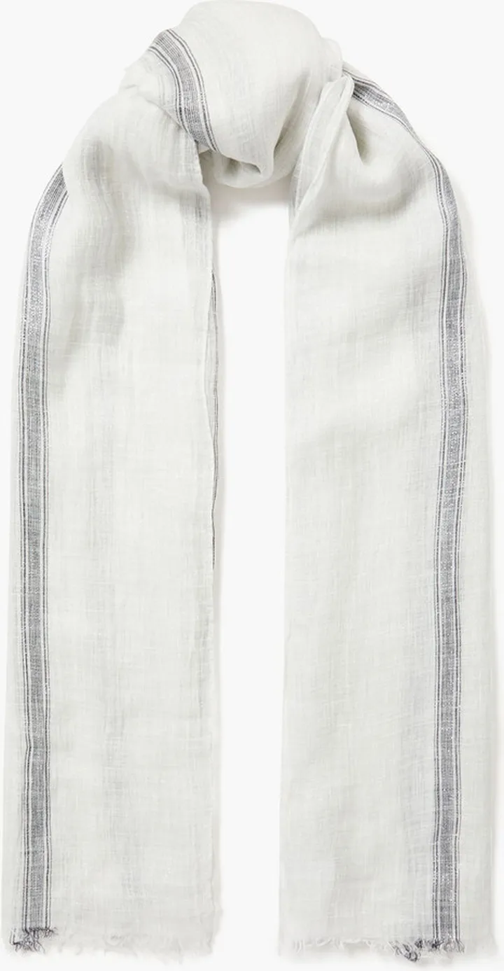 Metallic striped linen-blend gauze scarf