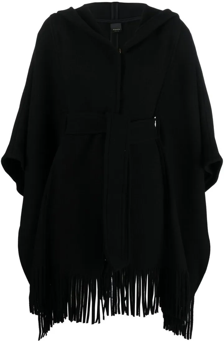 Fringed Tied-Waist Poncho