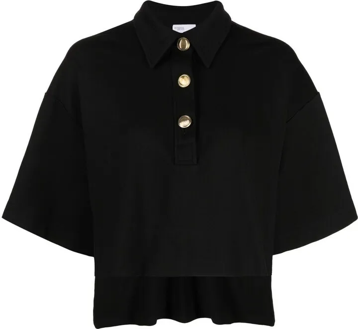 Cropped Short-Sleeve Polo Top