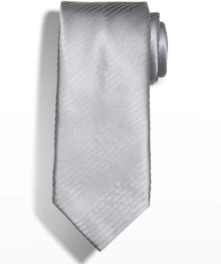 Men's Pleated Solid Silk Tie