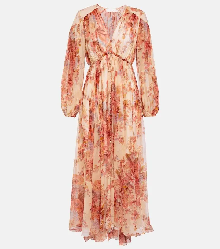 Devi pleated floral maxi dress