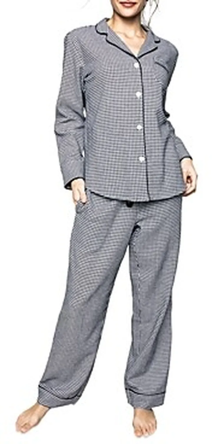 Petite Plume Cotton West End Houndstooth Flannel Pajama Set