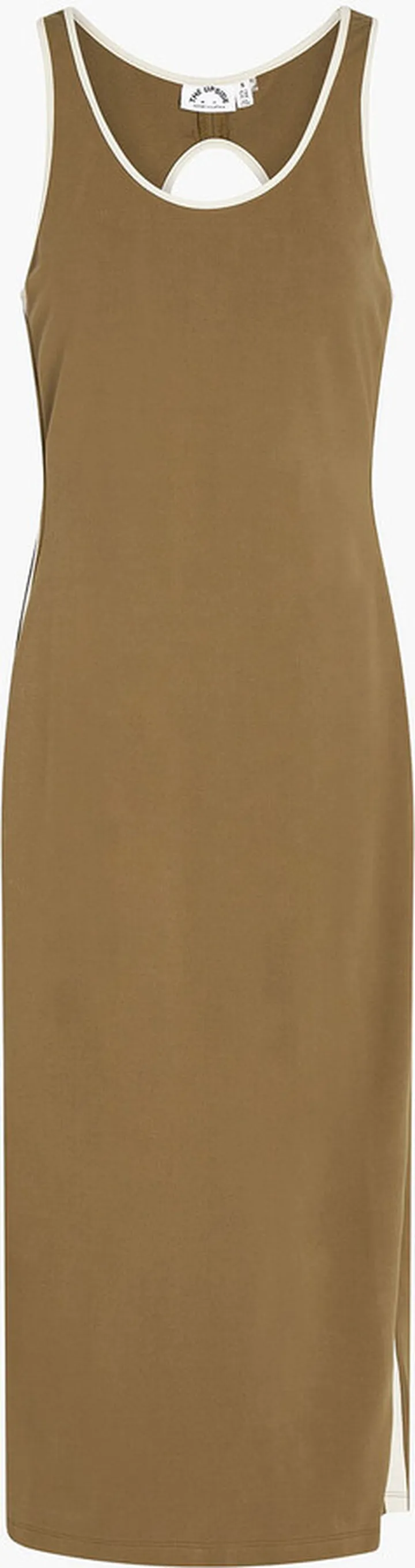 Cutout striped jersey midi dress