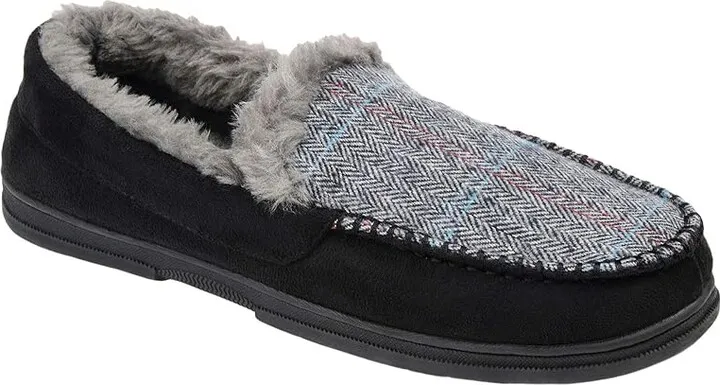 Vance Co. Winston Moccasin Slippers (Black Fabric) Men's Shoes