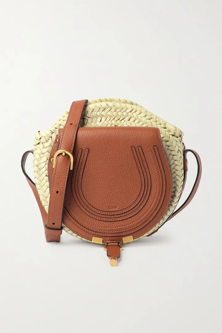 Chloé - + Net Sustain Marcie Leather And Raffia Shoulder Bag - Brown