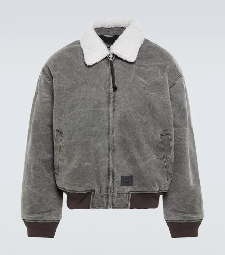 Faux fur-trimmed bomber jacket