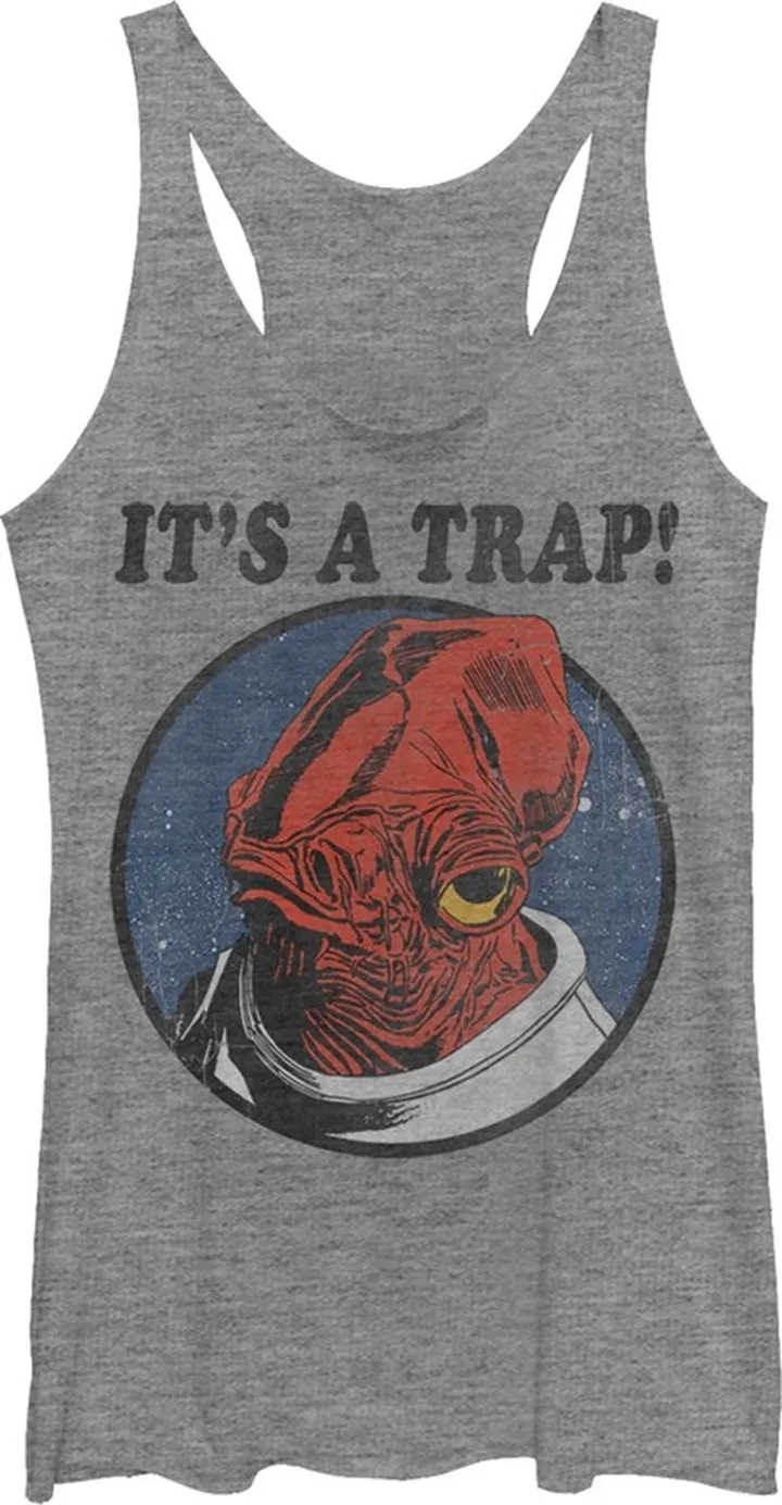 Women's Star Wars It's a Trap Admiral Ackbar Racerback Tank Top - Gray Heather - Medium