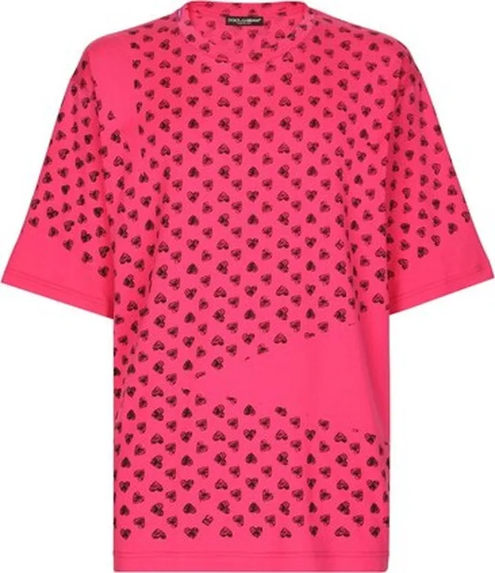 Cotton round-neck T-shirt with DG heart print