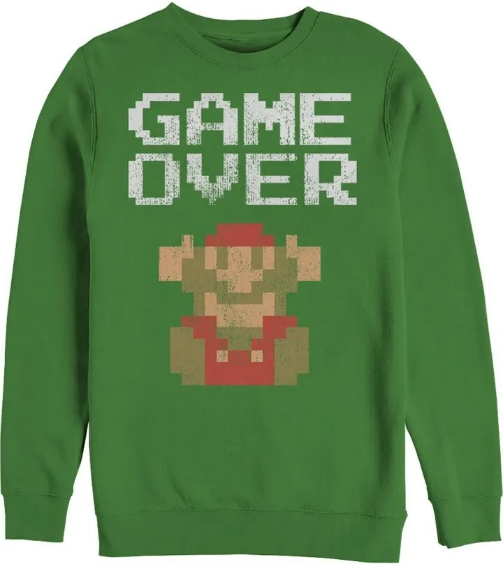 Men's Nintendo Mario Game Over Sweatshirt - Kelly Green - Small
