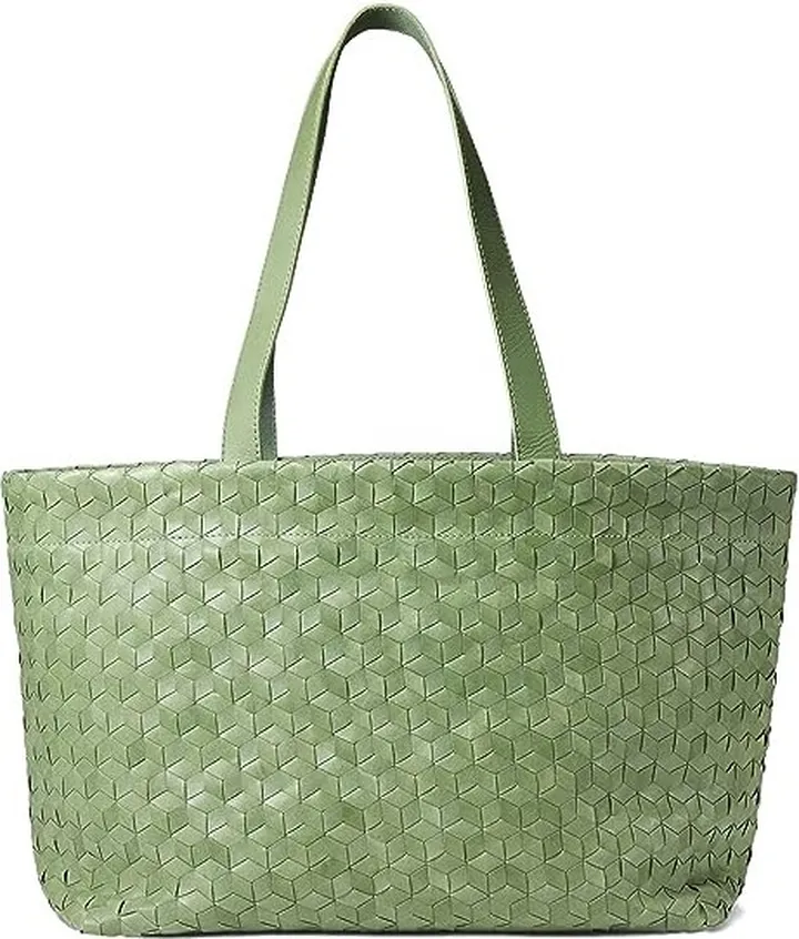Madewell Large Woven Leather Tote (Sweet Basil) Handbags