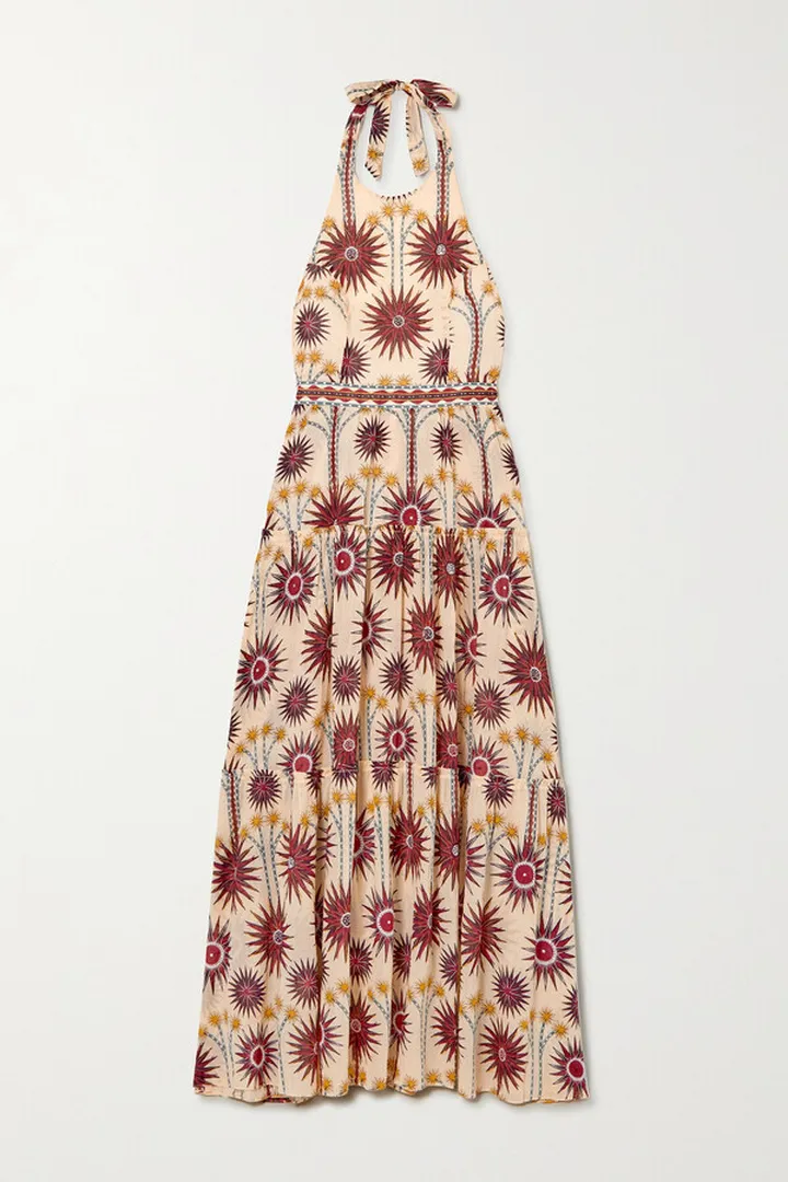 Emporio Sirenuse - + Net Sustain Isotta Tiered Printed Cotton-voile Halterneck Maxi Dress - IT40