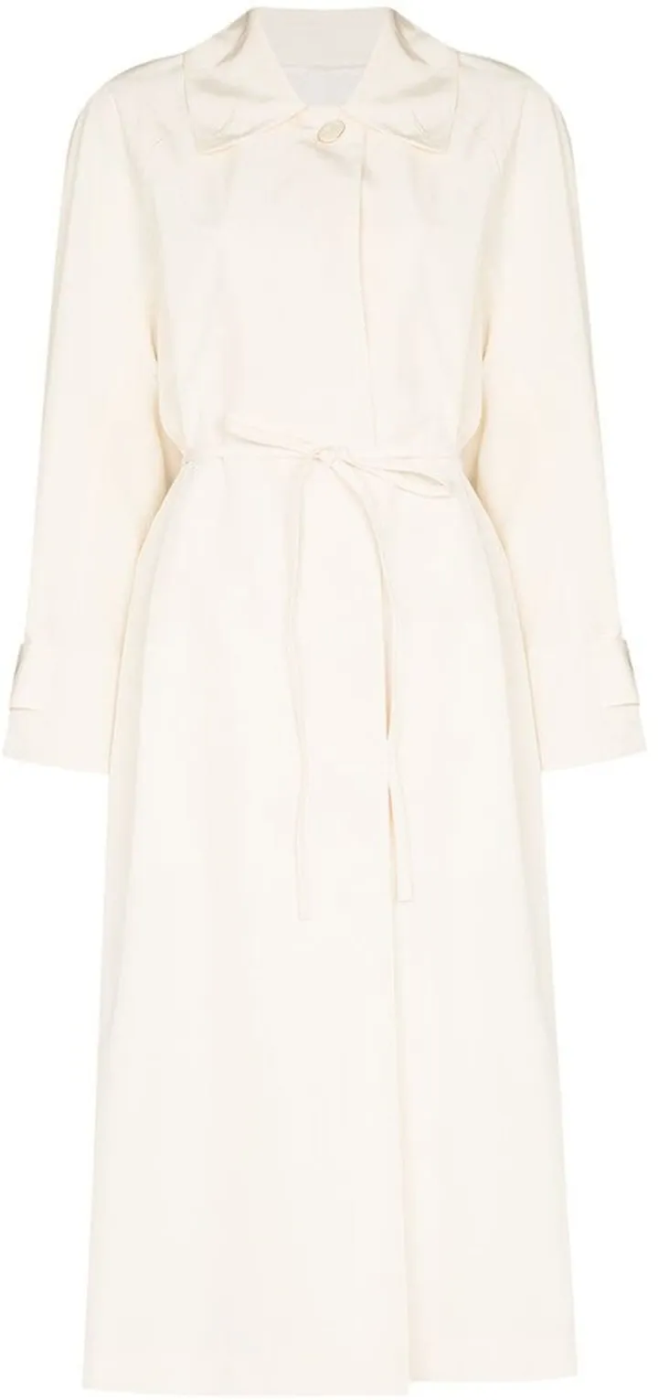 Funnel-Neck Belted Trench Coat