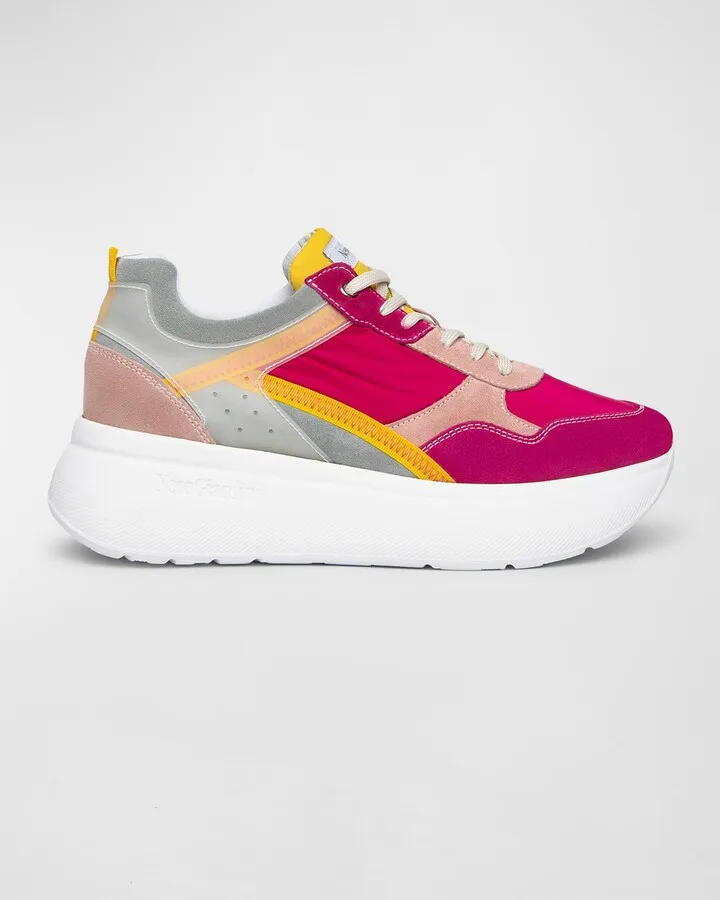 Retro Platform Velour Sporty Sneakers