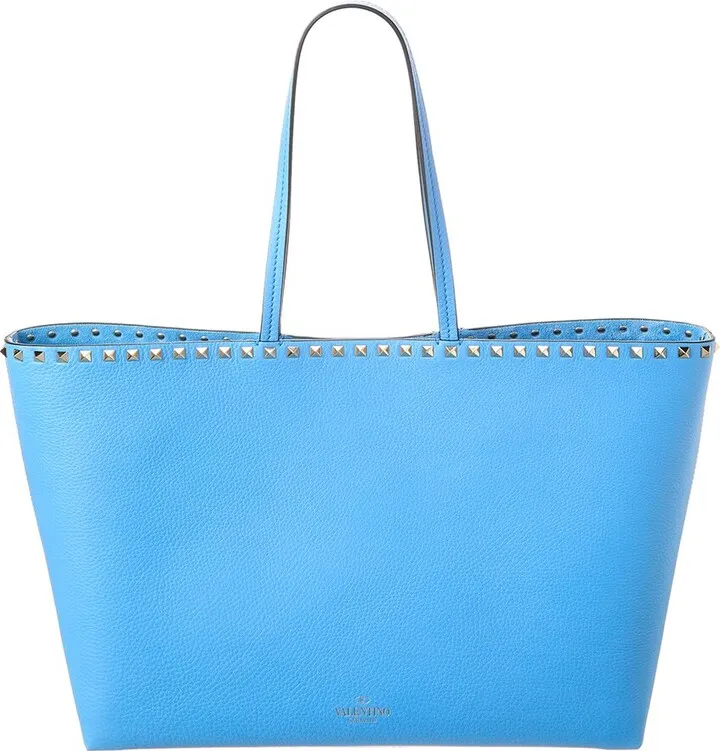 Valentino Rockstud Large Grainy Leather Shopper Tote