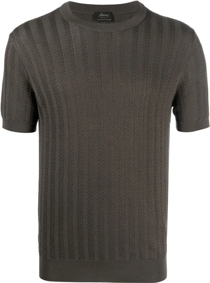 cable-knit cotton T-shirt