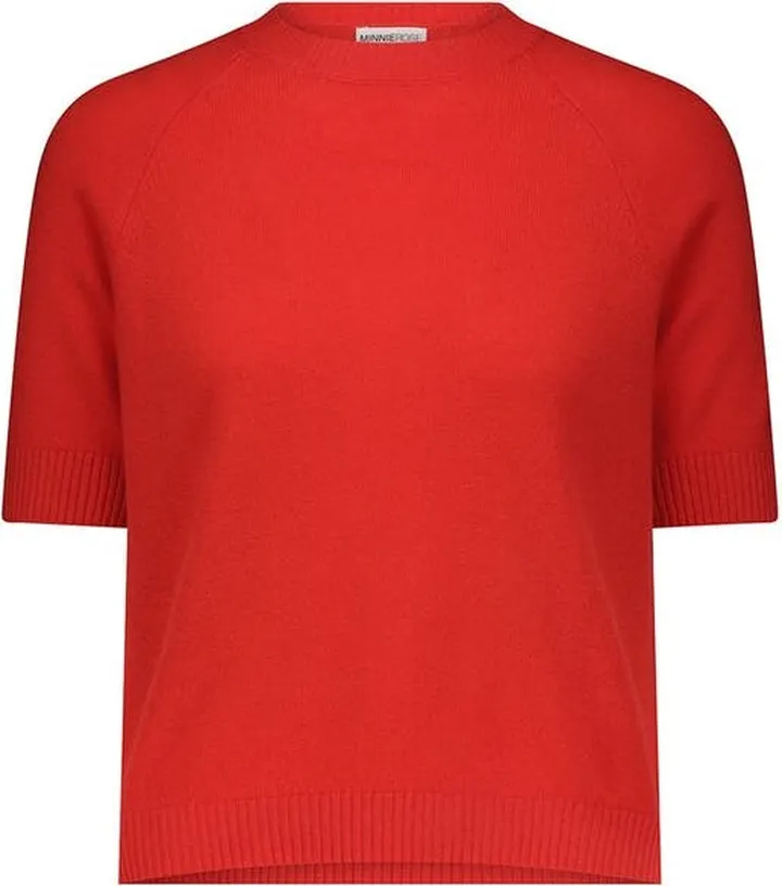 Minnie Rose Cotton Cashmere Short Sleeve Tee - Red