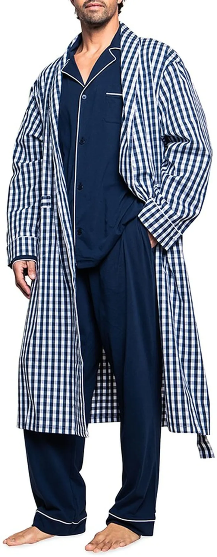 Men's Gingham Cotton Robe