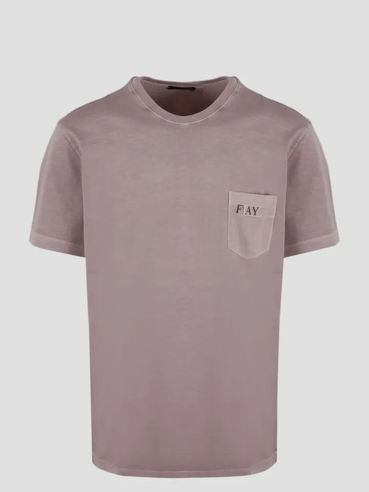 Fay T-shirt in frosted effect cotton jersey with logoed pocket on the chest.