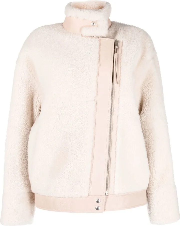Denmark shearling off-centre zip jacket