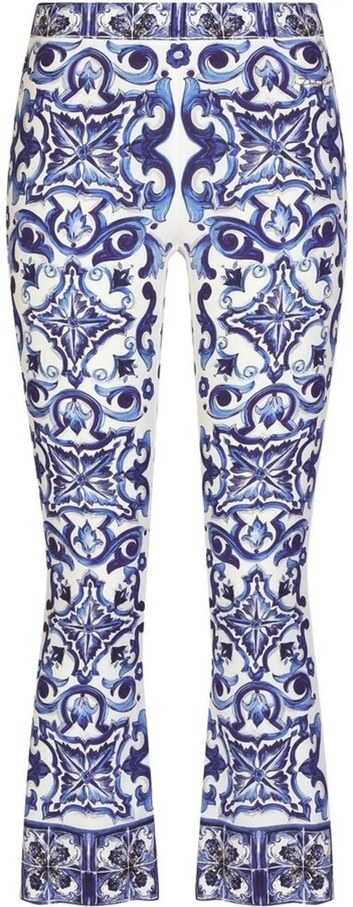 Majolica-print cropped trousers