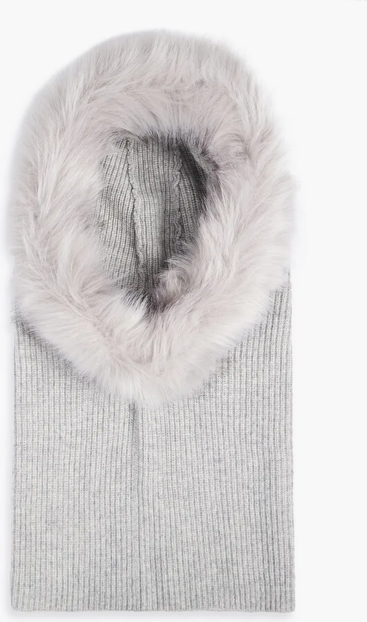 Paulina faux fur-trimmed wool and cashmere-blend snood