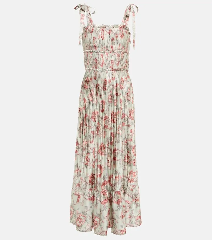 Paisley pleated maxi dress