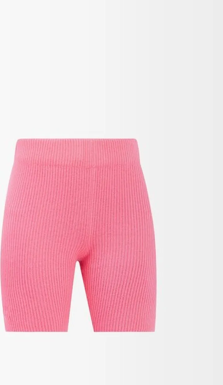 High-rise Ribbed Cashmere Bike Shorts