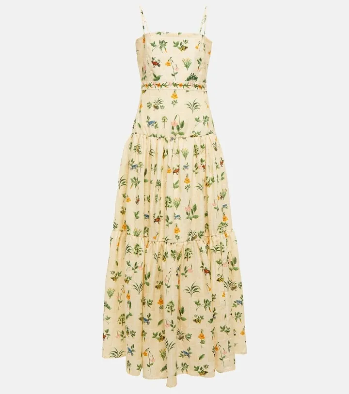 Lima printed linen maxi dress
