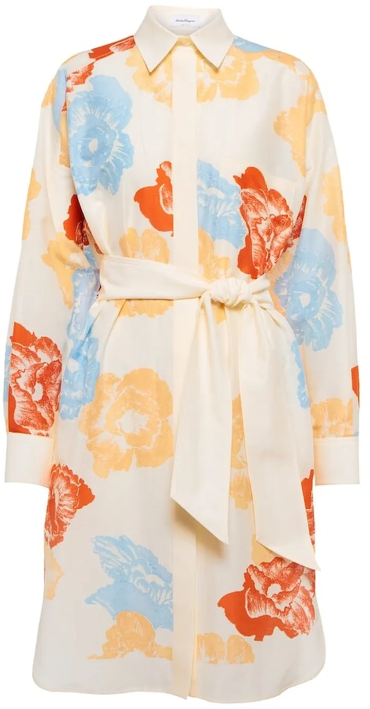 Floral cotton and silk dress