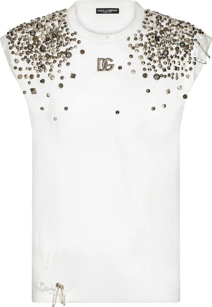 stud-embellished sleeveless T-shirt