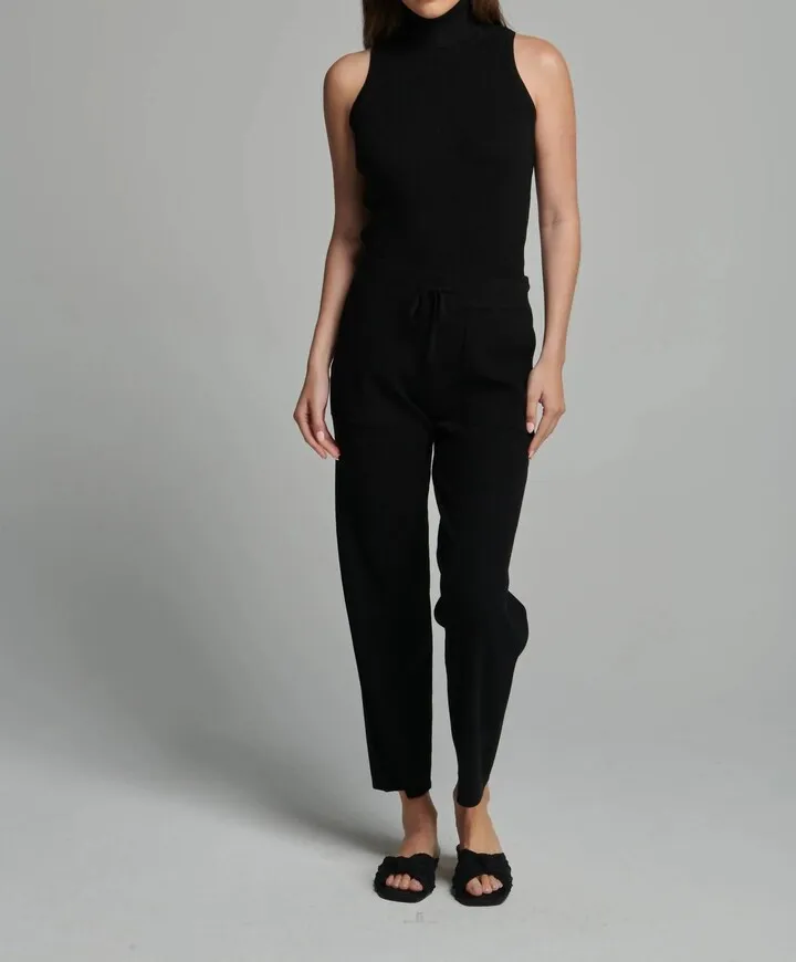 Liana Ribbed Pant in Black