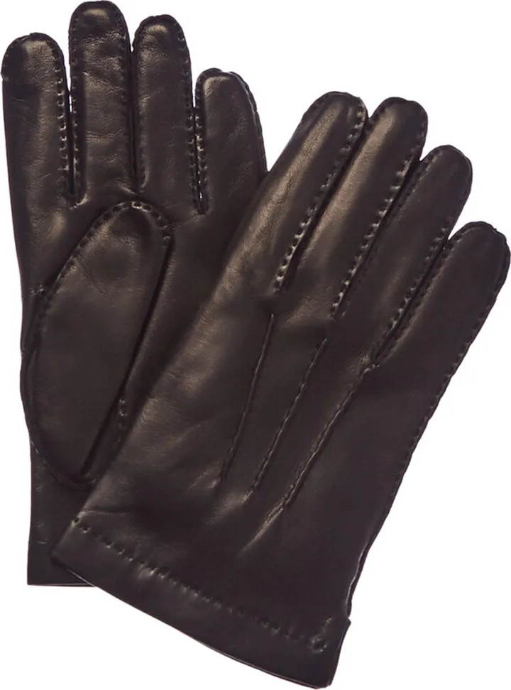 Portolano Men's Black Cashmere-Lined Leather Gloves
