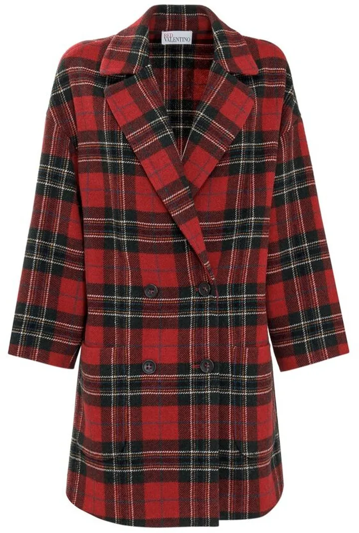 REDValentino Tartan Double-Breasted Coat
