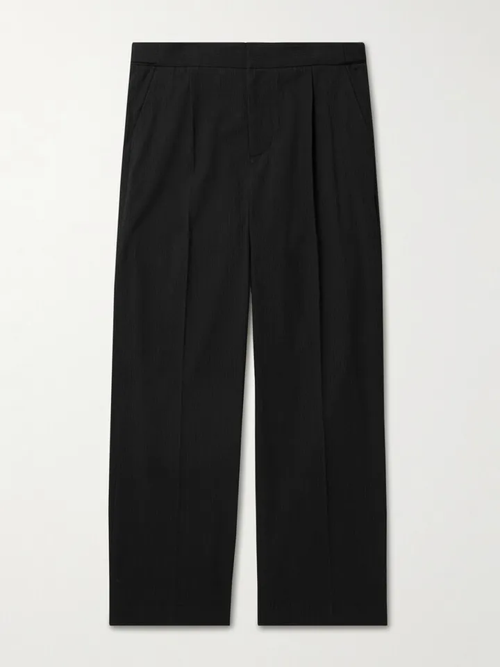Straight-Leg Cotton-Blend Faille Trousers