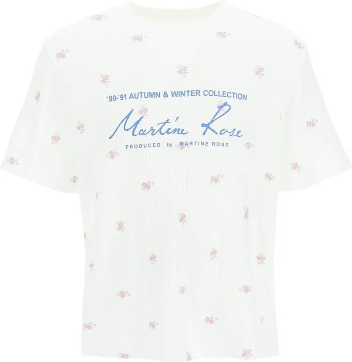 Waffled Jersey T-shirt With Floral Print