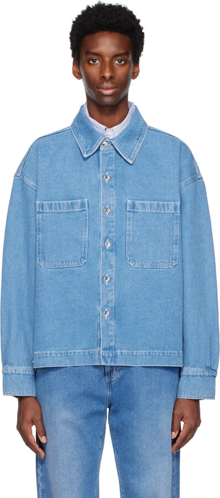 mfpen Blue Cut Off Denim Jacket