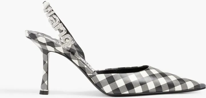 Grace gingham leather slingback pumps